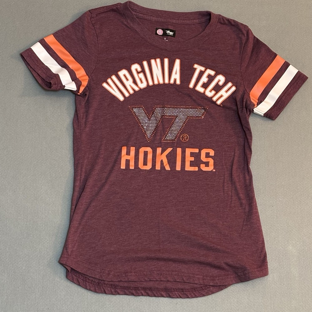 G-III 4Her By Carl Banks VT Virginia Tech Hokies Tshirt Women's Small Bedazzled